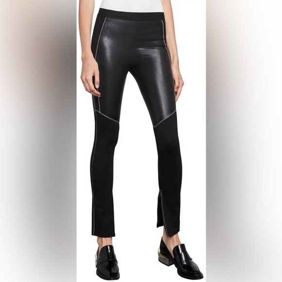 BCBGMAXAZRIA Seth Faux-Leather Moto LeggingBlack Size L NEW